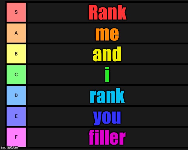 Tier List | Rank; me; and; i; rank; you; filler | image tagged in tier list | made w/ Imgflip meme maker