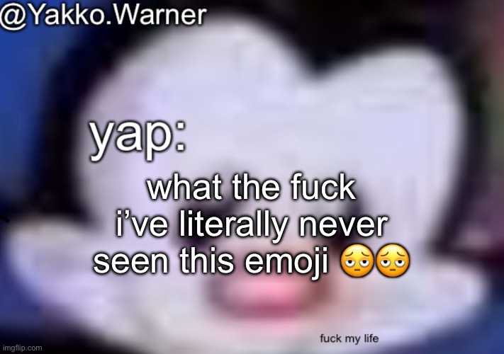 yappo i mean yakko.warner template | what the fuck i’ve literally never seen this emoji 🫩🫩 | image tagged in yappo i mean yakko warner template | made w/ Imgflip meme maker