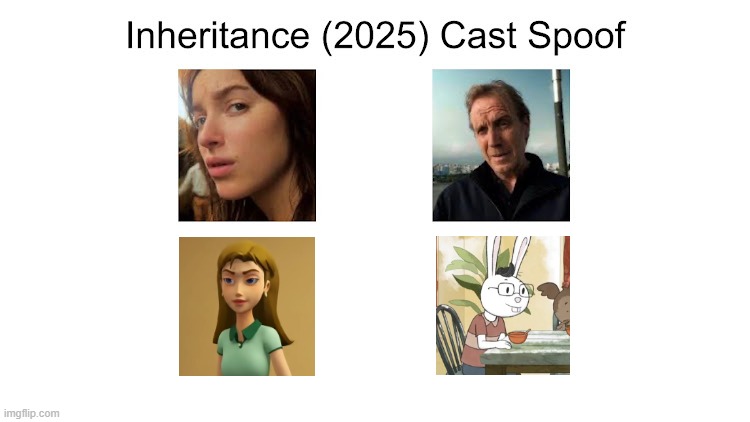 Credit to Waldness Topic International for this used | image tagged in meme,memes,spoof cast,inheritance,characters,roles | made w/ Imgflip meme maker