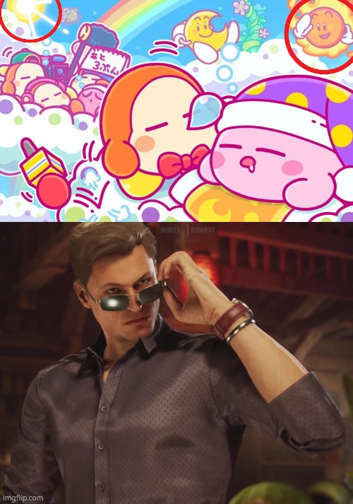 Wait just a minute... | image tagged in kirby,sun | made w/ Imgflip meme maker