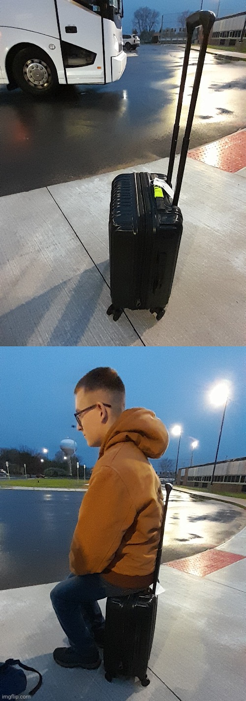 Ahhh yess... a mobile chair. | image tagged in suitcase,chair | made w/ Imgflip meme maker