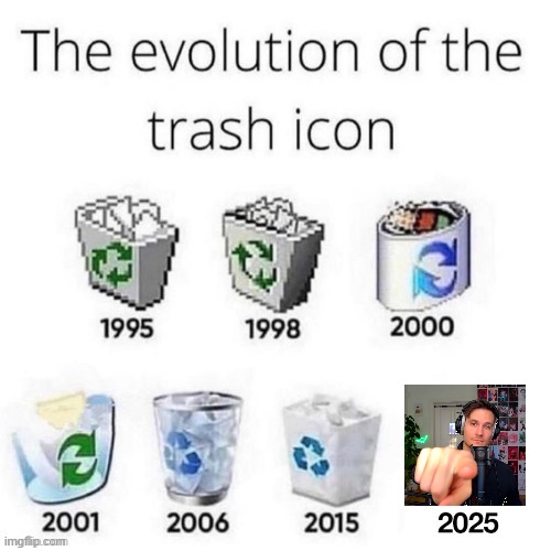 template :3 dont mean this to any of u tho, love yall <3 | image tagged in the evolution of the trash icon | made w/ Imgflip meme maker