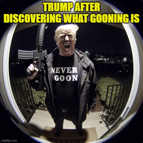 never goon | TRUMP AFTER DISCOVERING WHAT GOONING IS | image tagged in never goon | made w/ Imgflip meme maker