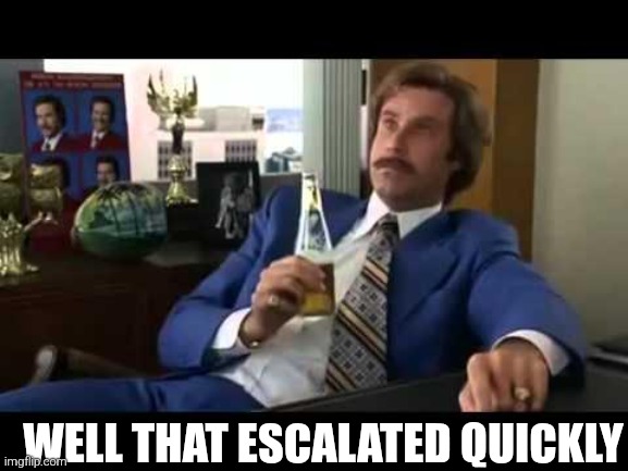 Well That Escalated Quickly Meme | WELL THAT ESCALATED QUICKLY | image tagged in memes,well that escalated quickly | made w/ Imgflip meme maker