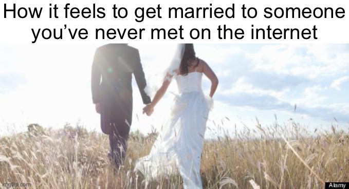Marriage | How it feels to get married to someone
you’ve never met on the internet | image tagged in marriage | made w/ Imgflip meme maker
