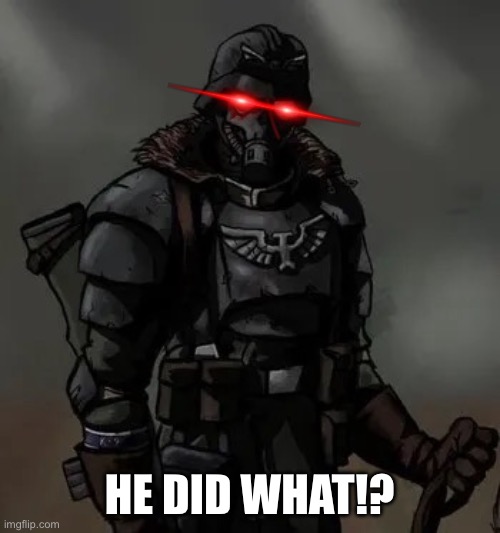 Krieg grenadier | HE DID WHAT!? | image tagged in krieg grenadier | made w/ Imgflip meme maker
