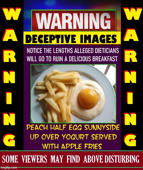 The Road to Vegan Hell is Paved with Yucky Food | image tagged in vince vance,dietician,vegans,warning sign,breakfast,food memes | made w/ Imgflip meme maker