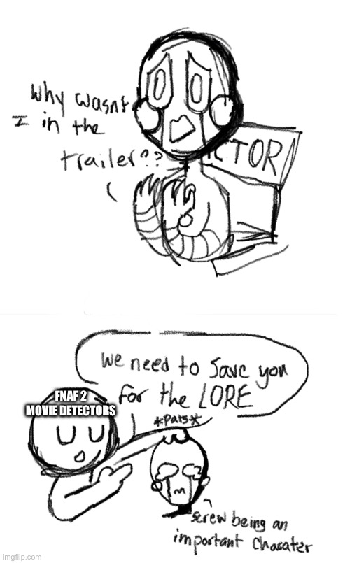 Puppet complaining about not being in the FNAF 2 teaser trailer | FNAF 2 MOVIE DETECTORS | image tagged in fnaf 2,fnaf 2 movie,puppet,movies | made w/ Imgflip meme maker