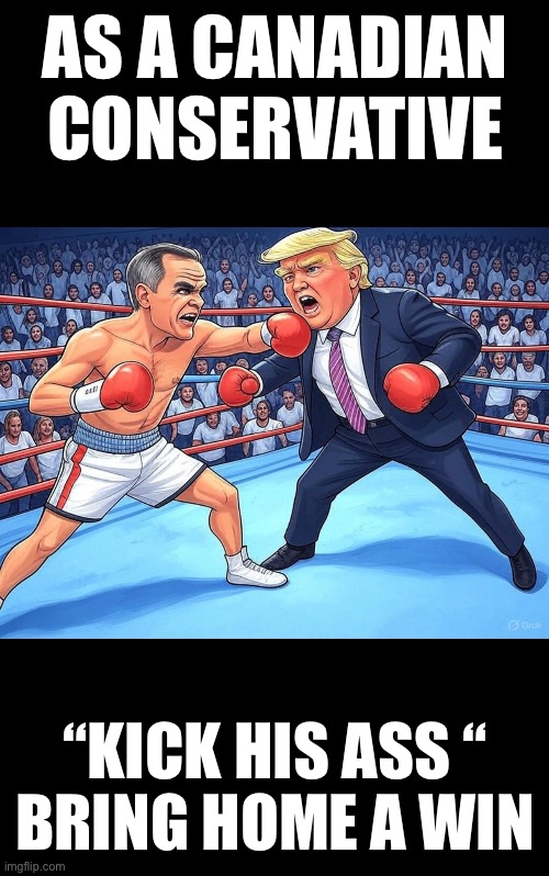 ??CanadaRising?? | AS A CANADIAN CONSERVATIVE; “KICK HIS ASS “
BRING HOME A WIN | made w/ Imgflip meme maker