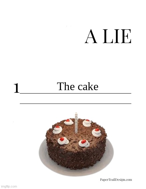Portal meme | The cake | image tagged in 2 truths and a lie | made w/ Imgflip meme maker