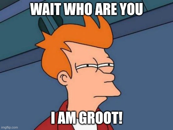 Futurama Fry | WAIT WHO ARE YOU; I AM GROOT! | image tagged in memes,futurama fry | made w/ Imgflip meme maker