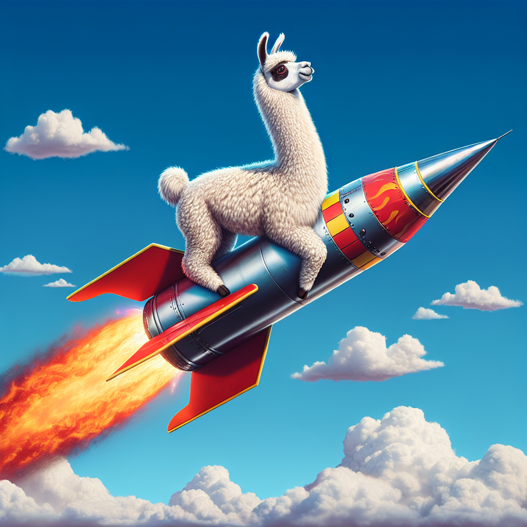 Llama on a rocket Blank Meme Template