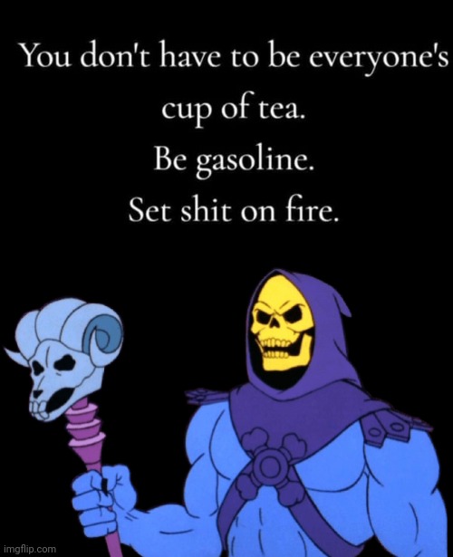 Light it up- motivational message from Skeletor | image tagged in skeletor,motivational,message,on fire | made w/ Imgflip meme maker