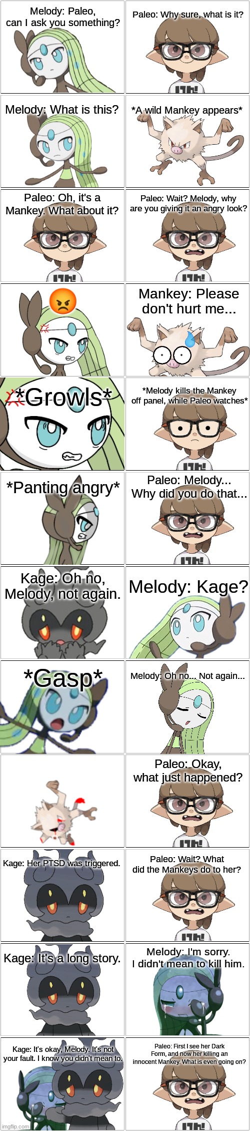 Melody's PTSD.mp3 | image tagged in comic,paleo,melody,kage,kage and melody | made w/ Imgflip meme maker