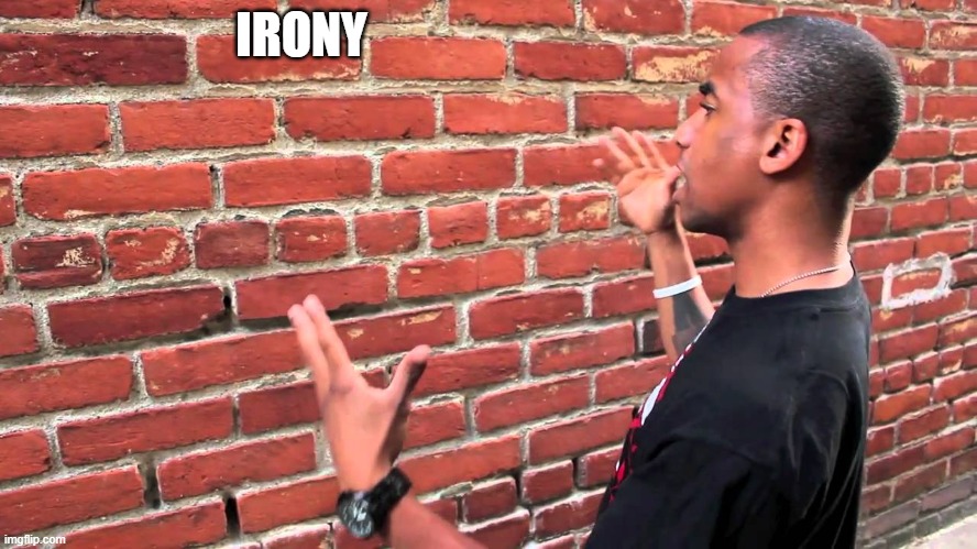 Talking to wall | IRONY | image tagged in talking to wall | made w/ Imgflip meme maker