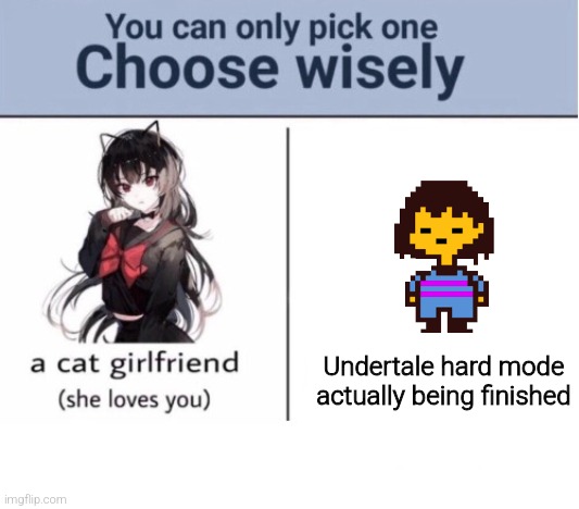 Choose wisely | Undertale hard mode actually being finished | image tagged in choose wisely | made w/ Imgflip meme maker