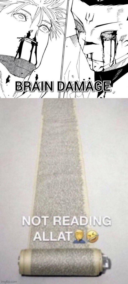 image tagged in brain damage,not reading allat | made w/ Imgflip meme maker