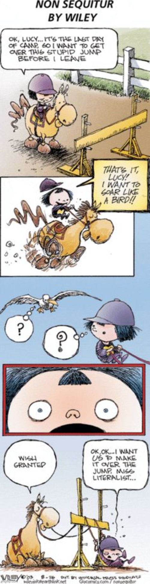 image tagged in comics,non sequitur,danae and lucy,equestrian | made w/ Imgflip meme maker
