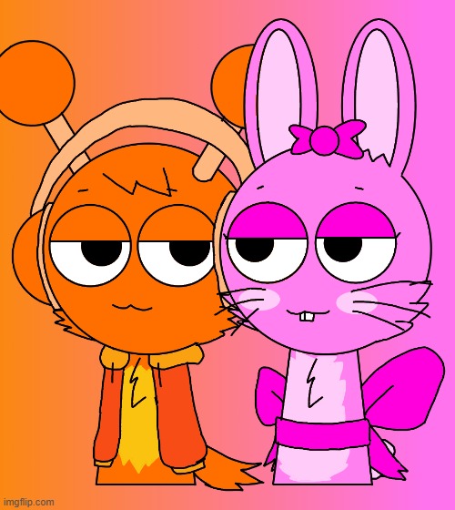pinki x oren fan art | image tagged in sprunki,pinki,oren,ship,pinki x oren,orinki | made w/ Imgflip meme maker