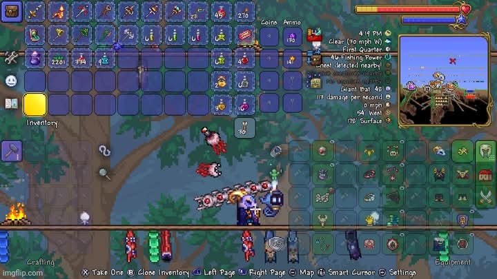 Can never be too prepared. | image tagged in terraria,master mode,gaming,video games,nintendo switch,screenshot | made w/ Imgflip meme maker
