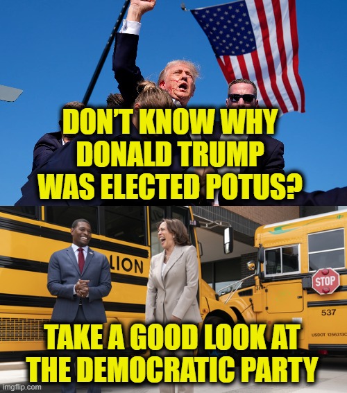 It's not all about President Trump | DON’T KNOW WHY
DONALD TRUMP
WAS ELECTED POTUS? TAKE A GOOD LOOK AT
THE DEMOCRATIC PARTY | image tagged in president trump | made w/ Imgflip meme maker
