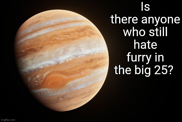 Not me | Is there anyone who still hate furry in the big 25? | image tagged in spactate jupiter ehhh | made w/ Imgflip meme maker