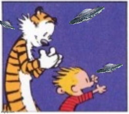 Magical summer evenings | image tagged in calvin and hobbes chase fireflies,ufo,close encounters | made w/ Imgflip meme maker