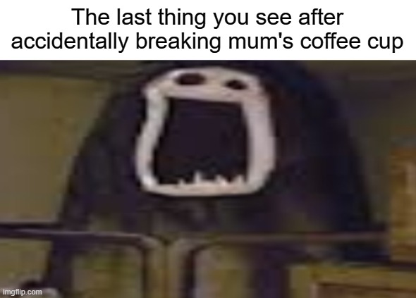 Robe be my mother fr | The last thing you see after accidentally breaking mum's coffee cup | image tagged in 10 moments before disaster,scream | made w/ Imgflip meme maker