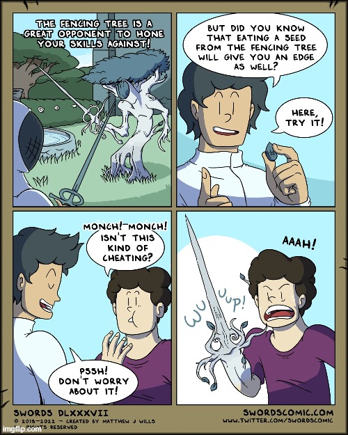 image tagged in swords,fencing,tree,seed,sword,grow | made w/ Imgflip meme maker