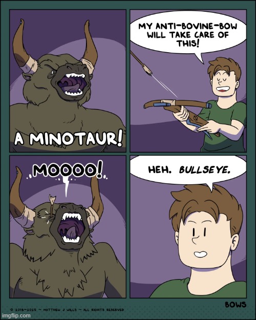 image tagged in bows,minotaur,bow,bull,eye,bullseye | made w/ Imgflip meme maker