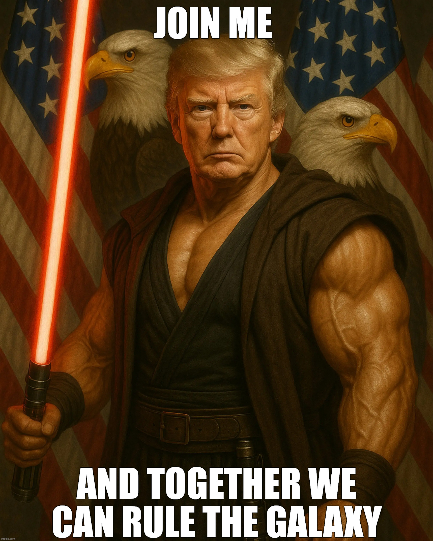 Donald J Trump USA Sith Lord Star Wars Day 2025 | JOIN ME; AND TOGETHER WE CAN RULE THE GALAXY | image tagged in star wars,sith lord,galaxy,donald trump,usa,president trump | made w/ Imgflip meme maker
