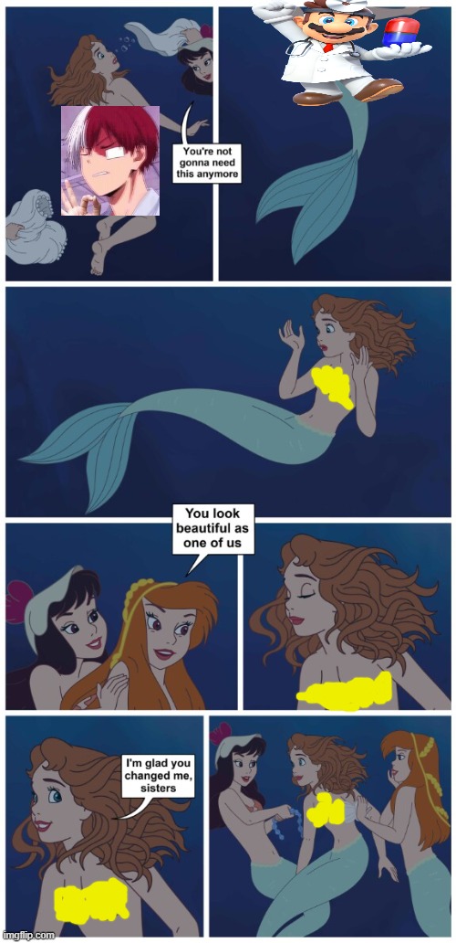 wendy and the mermaids 2 | image tagged in wendy and the mermaids 2,peter pan,the little mermaid,comics/cartoons,disney,transformation | made w/ Imgflip meme maker