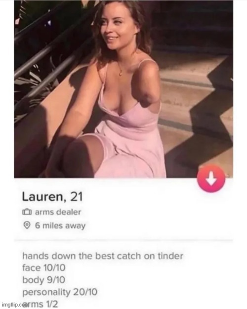 Pretty sure she used every joke | image tagged in arms dealer meme | made w/ Imgflip meme maker