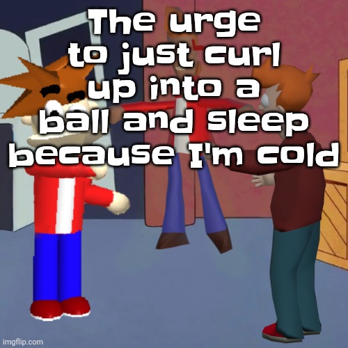 I don't know | The urge to just curl up into a ball and sleep because I'm cold | image tagged in i don't know | made w/ Imgflip meme maker
