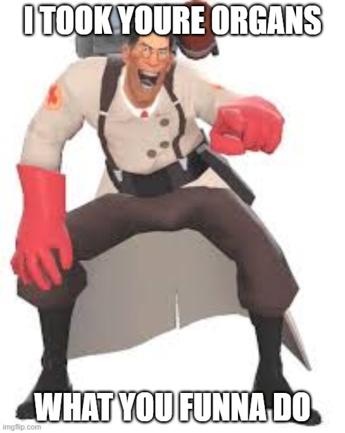 I TOOK YOURE ORGANS; WHAT YOU FUNNA DO | image tagged in tf2 | made w/ Imgflip meme maker