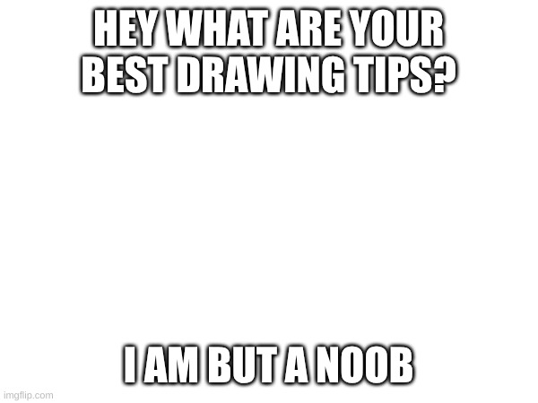 HEY WHAT ARE YOUR BEST DRAWING TIPS? I AM BUT A NOOB | made w/ Imgflip meme maker