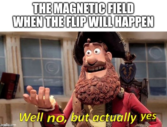 Well no, but actually yes | THE MAGNETIC FIELD WHEN THE FLIP WILL HAPPEN | image tagged in well no but actually yes | made w/ Imgflip meme maker