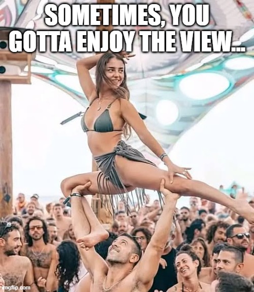 The View | SOMETIMES, YOU GOTTA ENJOY THE VIEW... | image tagged in sex jokes | made w/ Imgflip meme maker