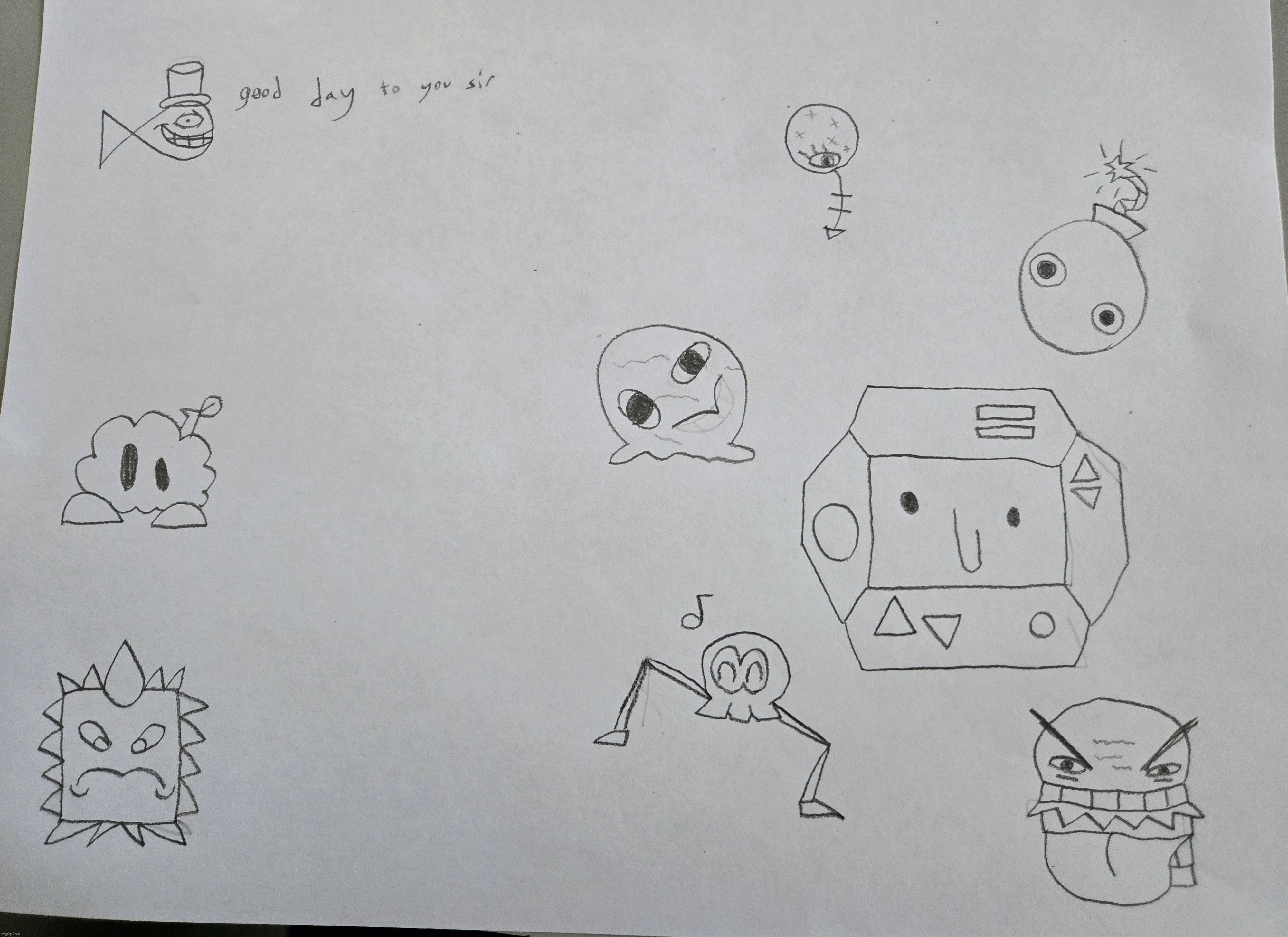 It's that time of year again... doodles from testing! Mostly just my favorite Miitopia monsters this time though | made w/ Imgflip meme maker