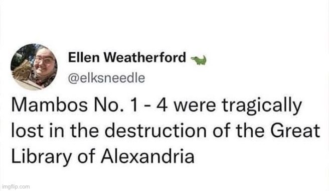 Tragic loss | image tagged in mambo number 5,alexandria,fire,library | made w/ Imgflip meme maker