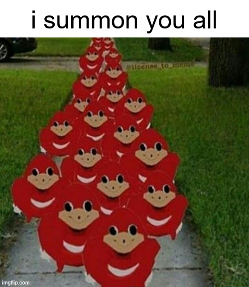 Ugandan knuckles army | i summon you all | image tagged in ugandan knuckles army | made w/ Imgflip meme maker