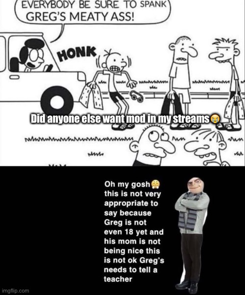 Don't mind the image | Did anyone else want mod in my streams😭 | image tagged in diary of a wimpy kid | made w/ Imgflip meme maker