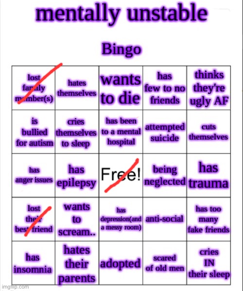 I’m okay ?✨✨✨ | image tagged in mentally unstable bingo | made w/ Imgflip meme maker