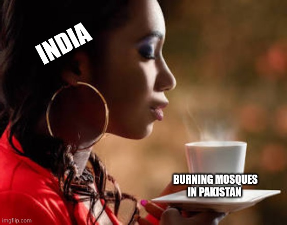 INDIA; BURNING MOSQUES IN PAKISTAN | image tagged in funny memes | made w/ Imgflip meme maker
