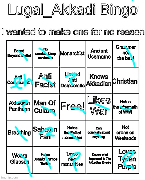 Lugal_Akkadi Bingo | image tagged in lugal_akkadi bingo | made w/ Imgflip meme maker