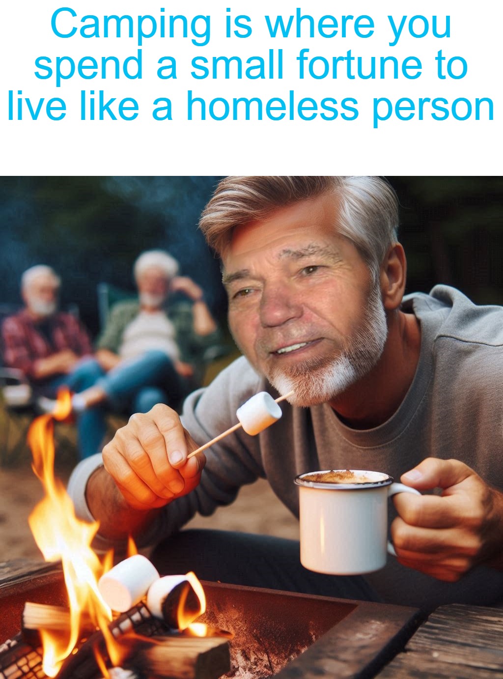 Camping | Camping is where you spend a small fortune to live like a homeless person | image tagged in camping,homeless,kewlew | made w/ Imgflip meme maker