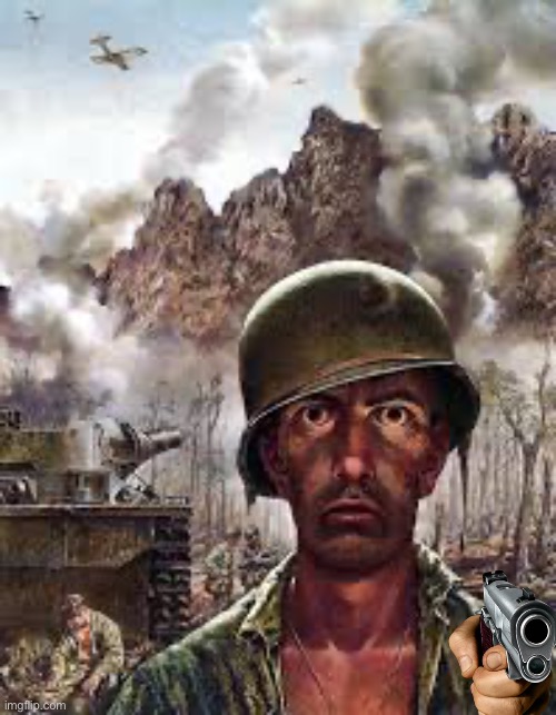 Traumatized soldier | image tagged in traumatized soldier | made w/ Imgflip meme maker