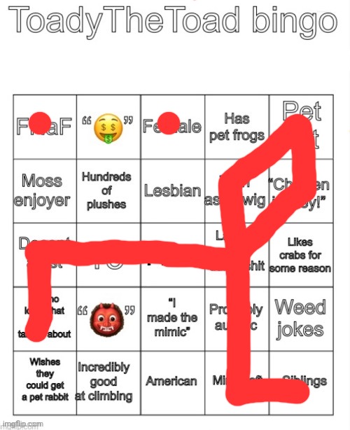 ToadyTheToad Bingo | image tagged in toadythetoad bingo,bingo | made w/ Imgflip meme maker