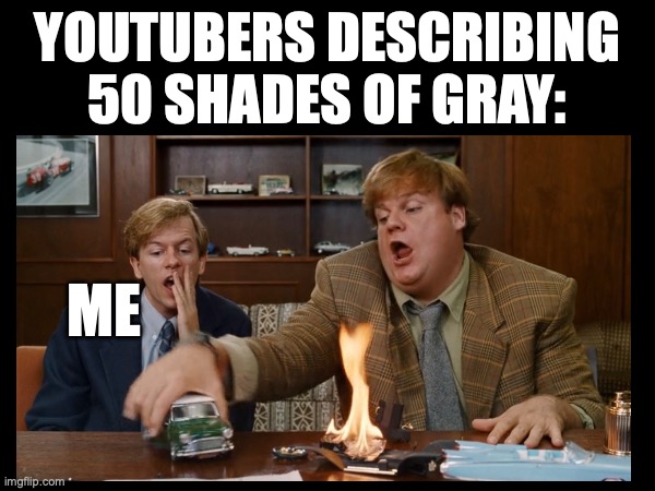 This is why I ain't never watching those movies | YOUTUBERS DESCRIBING 50 SHADES OF GRAY:; ME | image tagged in 50 shades of grey,50 shades,bad movies,bad movie,fifty shades of grey | made w/ Imgflip meme maker