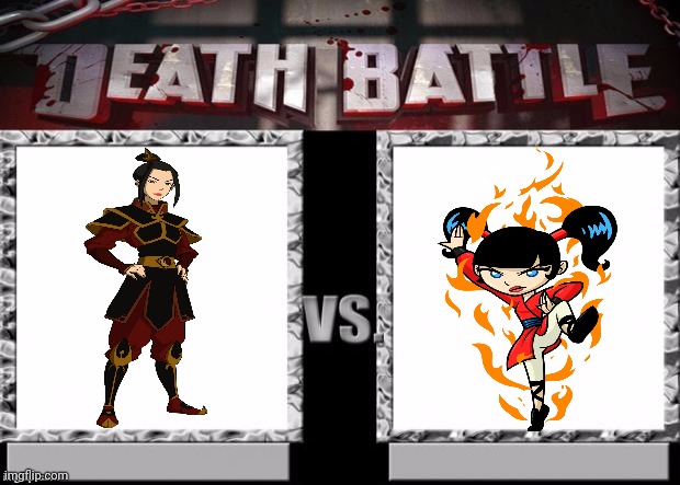 Princess Azula VS Kimiko Tohomiko | image tagged in death battle template,kimiko tohomiko,xiaolin showdown,azula,avatar the last airbender,fire girl | made w/ Imgflip meme maker